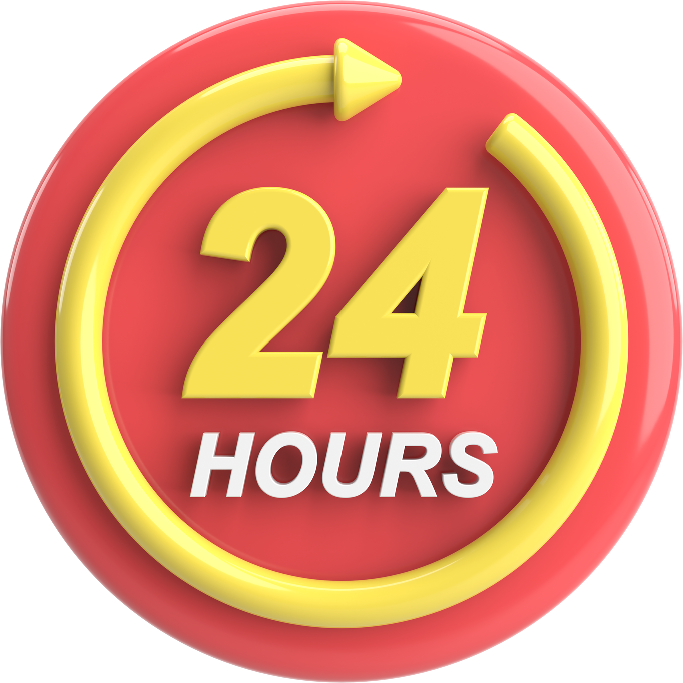 24 hours service icon. 3D illustration.